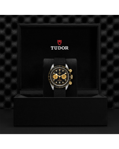 Tudor Black Bay Chrono S&G 41 mm steel case, Black fabric strap (horloges)